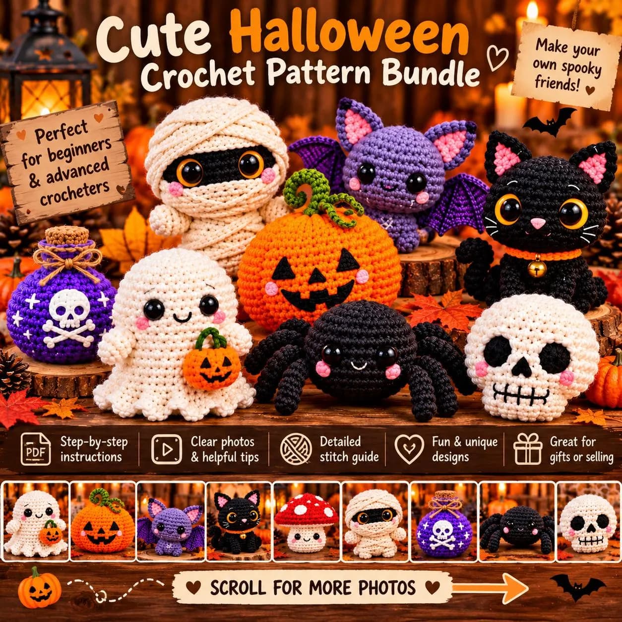 Halloween Amigurumi Crochet Pattern Bundle (PDF Download)