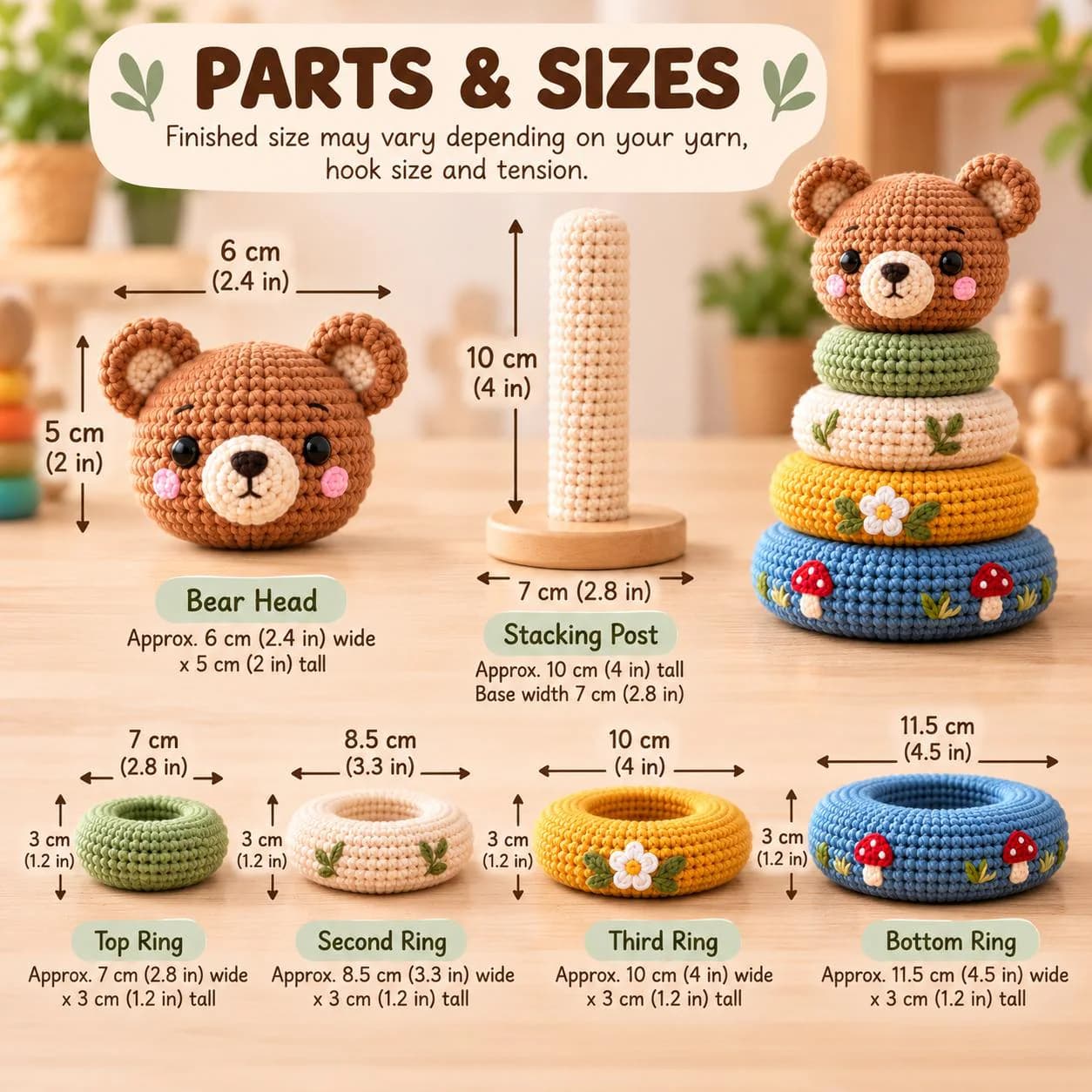 Bear Crochet Pattern Stacking Toy , Amigurumi PDF (Digital Download)n Baby Bear - photo 4