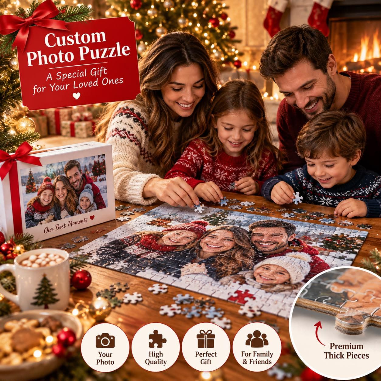 Personalized Christmas Photo Puzzle, Custom Family Jigsaw, Holiday Memory Keepsake (2026)
