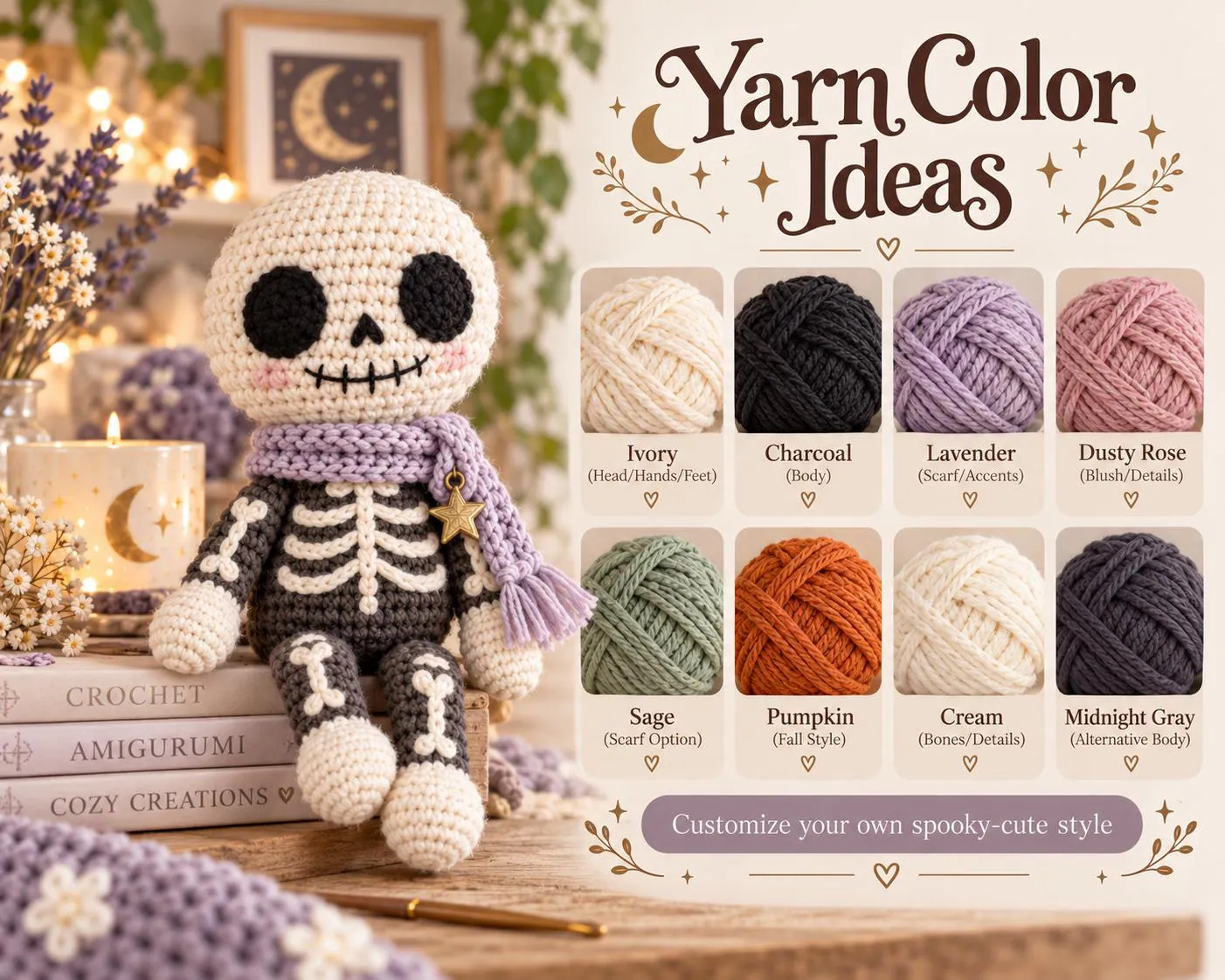Moonbeam Skelly Amigurumi Crochet Pattern PDF, Spooky Skeleton Doll (4 Languages) - photo 8