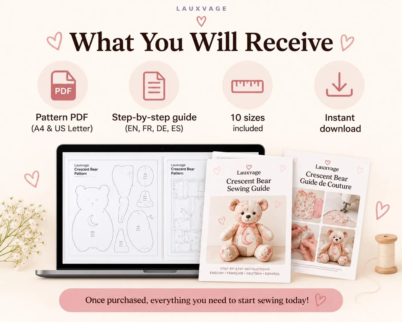 Crescent Keepsake Bear Sewing Pattern PDF, Memory Bear Tutorial - photo 9
