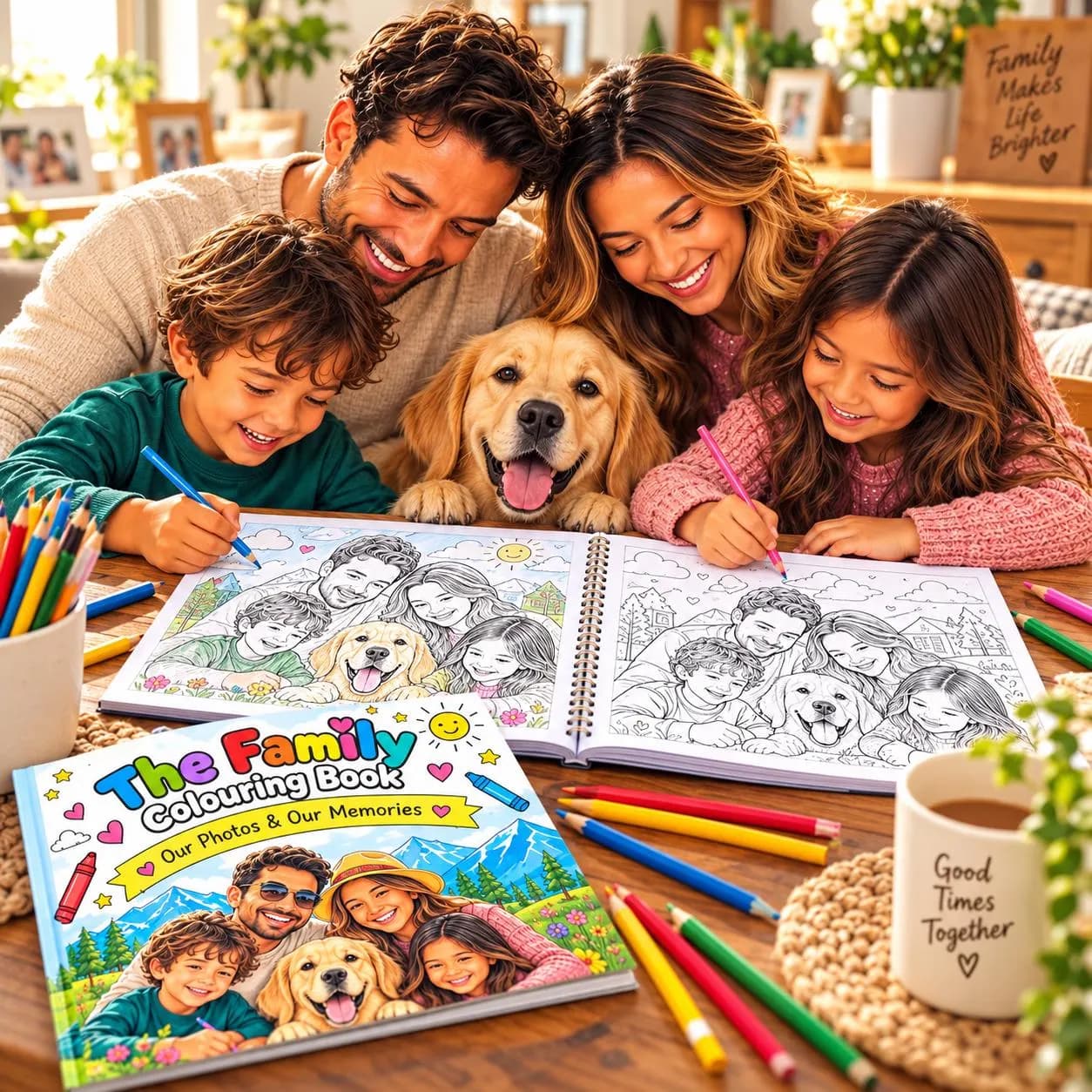 Custom Family Photo Colouring Book, 10 Personalised Pages, Kids Gift - photo 2
