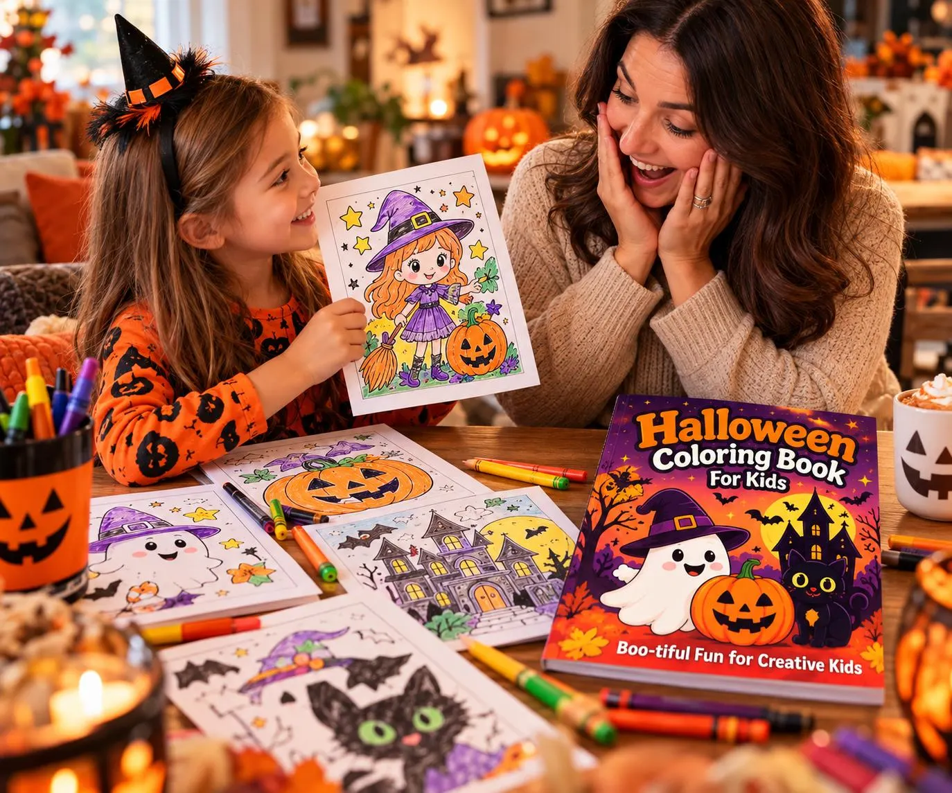 Halloween Colouring Book for Kids, 20 Spooky Pages with Ghosts, Pumpkins and Cats - photo 3