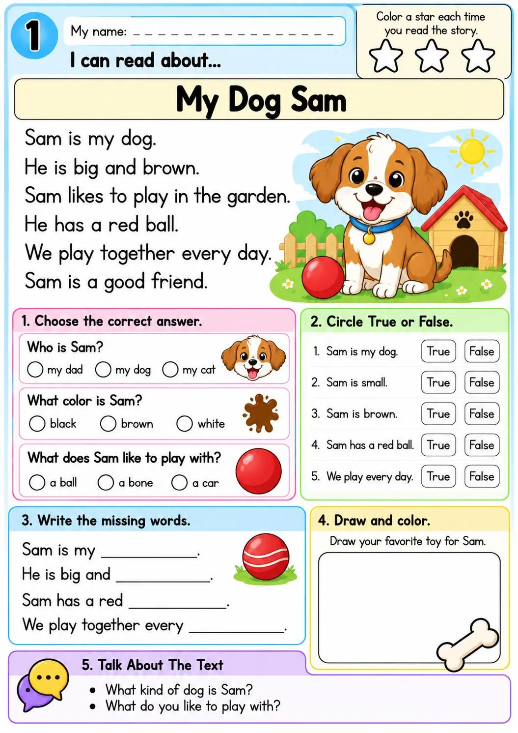 Kindergarten Reading Comprehension Worksheets, 20 Printable A4 PDF (Digital Download) - photo 2