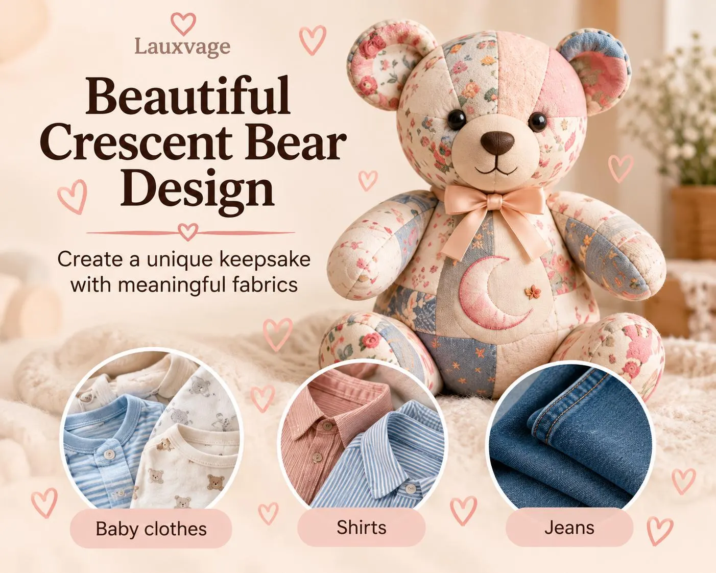 Crescent Keepsake Bear Sewing Pattern PDF, Memory Bear Tutorial - photo 3