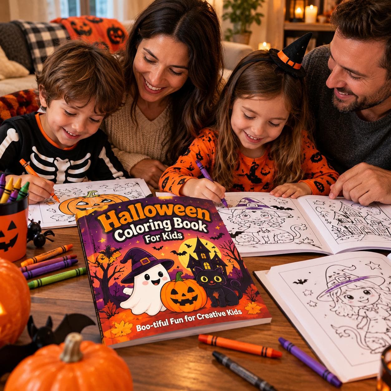 Halloween Colouring Book for Kids, 20 Spooky Pages with Ghosts, Pumpkins and Cats - photo 2
