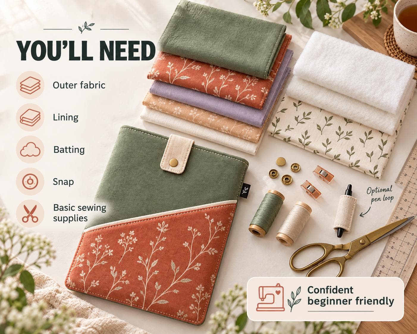 Book Sleeve Sewing Pattern PDF, Padded Kindle Cover with Pocket, 4 Sizes - photo 7