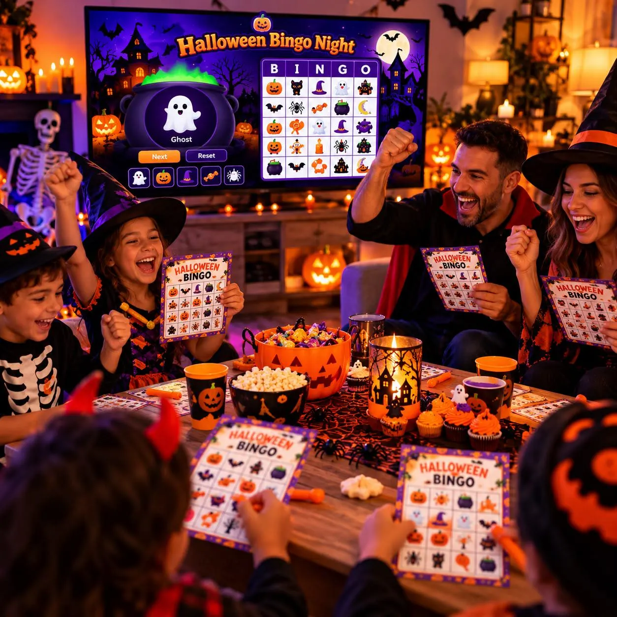 Halloween Bingo Game, 3 Modes (Numbers, Words, Pictures) (Digital Download)