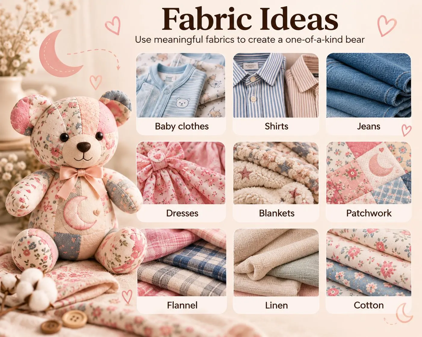 Crescent Keepsake Bear Sewing Pattern PDF, Memory Bear Tutorial - photo 8