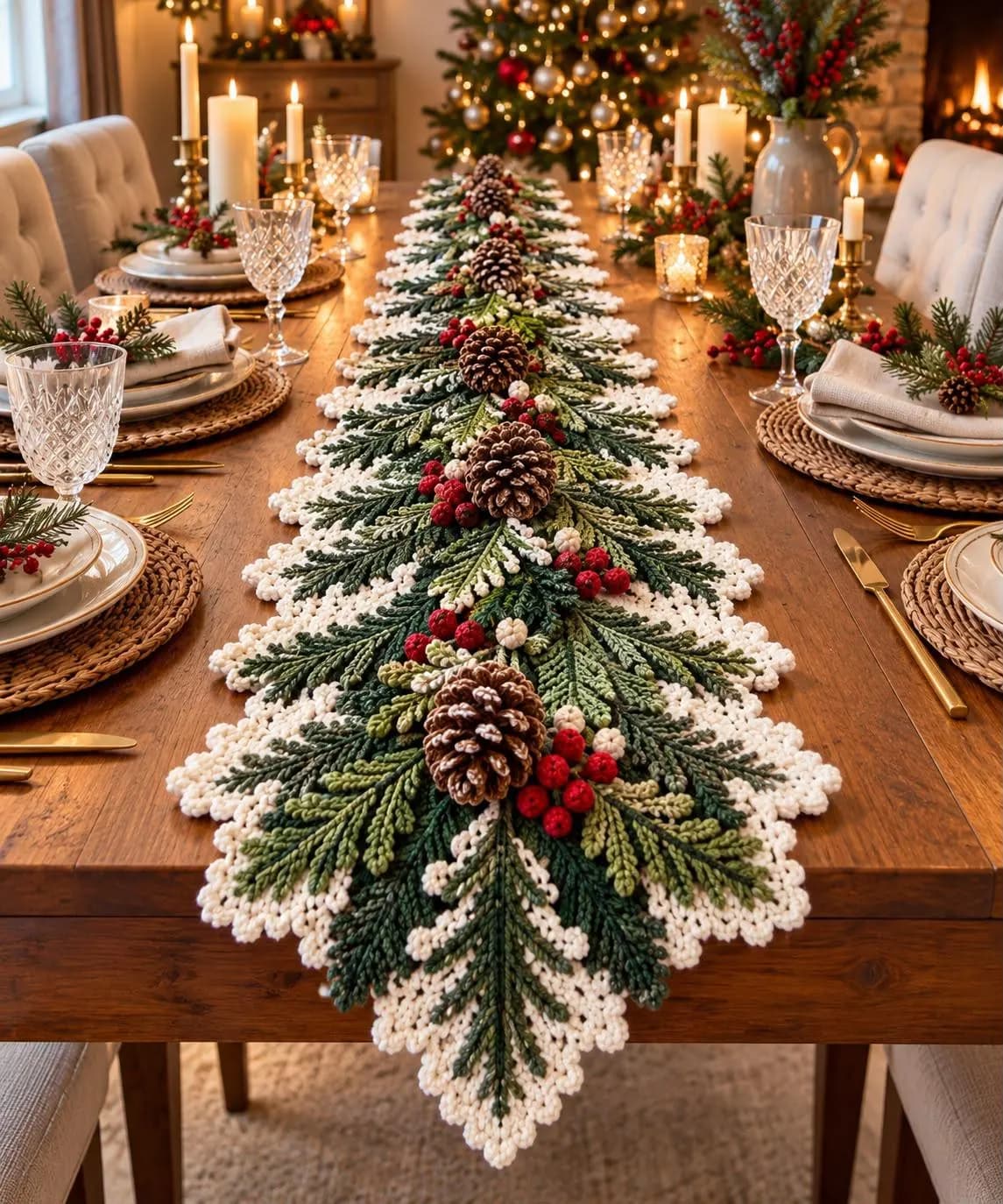 Christmas Table Runner Crochet Pattern PDF, Frosted Pine Holiday Table Décor, Winter Centerpiece, Digital Download - photo 4