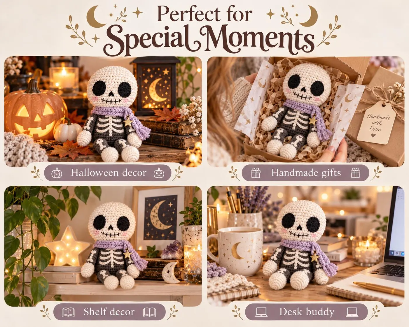 Moonbeam Skelly Amigurumi Crochet Pattern PDF, Spooky Skeleton Doll (4 Languages) - photo 7