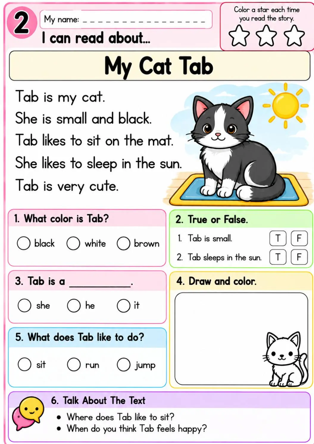 Kindergarten Reading Comprehension Worksheets, 20 Printable A4 PDF (Digital Download) - photo 4