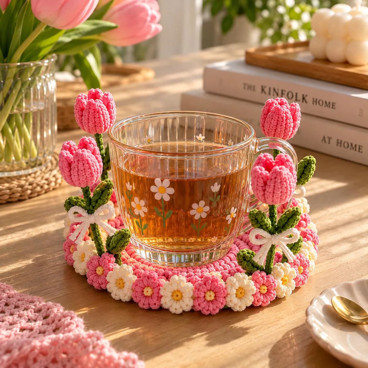 Flowers Crochet Rose Coaster Floral Patterns PDF, Tulip, Sunflower, Rose Designs (Digital Download) - photo 4