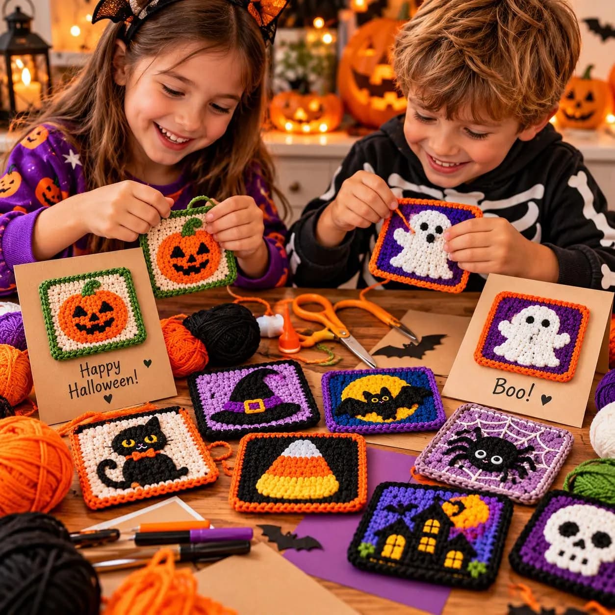 12 Halloween Crochet Motif Designs, Ghost, Pumpkin, Bat, Witch (Digital Download) - photo 3